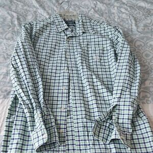 Chaps Green and Blue Checkered Button-Down Shirt